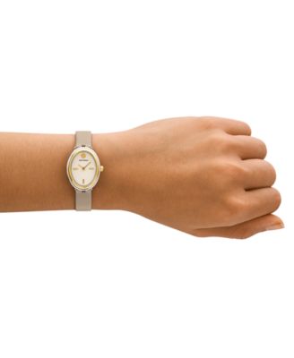 Women's The Oval Gray Leather Strap Watch 22mm