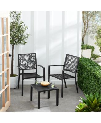 3-Piece Stackable Patio Bistro Set, Outdoor Chat Furniture w/ 2 Chairs, Table