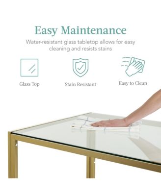 5-Piece Kitchen Dining Table Set w/ Glass Tabletop, 4 Faux Leather Chairs