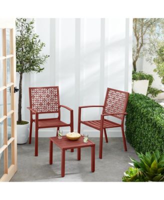 3-Piece Stackable Patio Bistro Set, Outdoor Chat Furniture w/ 2 Chairs, Table