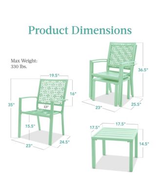3-Piece Stackable Patio Bistro Set, Outdoor Chat Furniture w/ 2 Chairs, Table