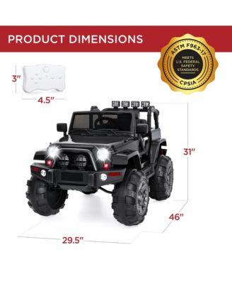 12V Kids Ride On Truck Car w/ Remote Control, Spring Suspension, Bluetooth, LED Lights