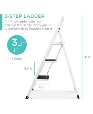 3-Step Folding Lightweight Step Ladder Stool with Non-Slip Feet, Padded Steps and 330lb Capacity for Home Use