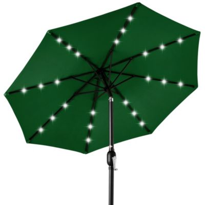 10Ft Solar LED Lighted Patio Umbrella with Tilt Adjustment and UV-Resistant Fabric