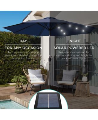 10Ft Solar LED Lighted Patio Umbrella with Tilt Adjustment and UV-Resistant Fabric