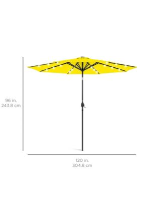 10ft Solar LED Lighted Patio Umbrella w/ Tilt Adjustment, UV-Resistant Fabric