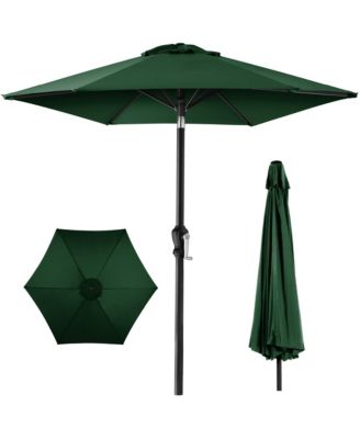 10ft Outdoor Steel Market Patio Umbrella w/ Crank, Tilt Push Button, 6 Ribs