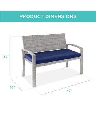2-Person Outdoor Wicker Bench Garden Patio Porch Furniture w/ 700lb Capacity, Cushion