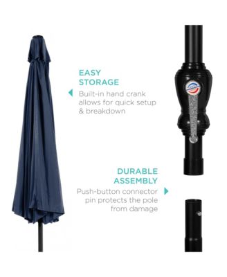 10ft Outdoor Steel Market Patio Umbrella w/ Crank, Tilt Push Button, 6 Ribs