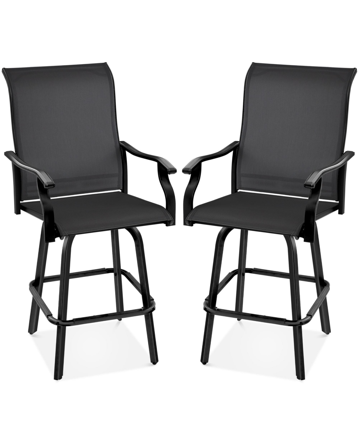 Best Choice Products Set of 2 Outdoor Swivel Bar Stools, Patio Barstool Chairs w/ 360 Rotation, All-Weather Mesh
