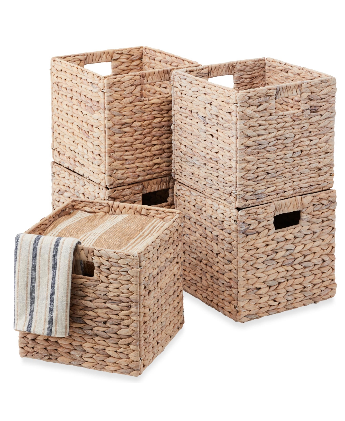 Best Choice Products 13x13in Hyacinth Storage Baskets, Set of 5 Multipurpose Collapsible Organizers