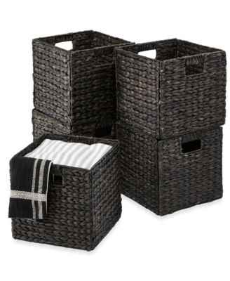 13x13in Hyacinth Storage Baskets, Set of 5 Multipurpose Collapsible Organizers