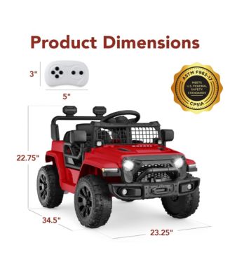 6V Kids Ride-On Truck Car w/ Parent Remote Control, 4-Wheel Suspension, LED Lights