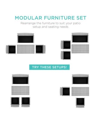 Best Choice Products 4-Piece Outdoor Wicker Patio Conversation Furniture Set w/ Table, Cushions