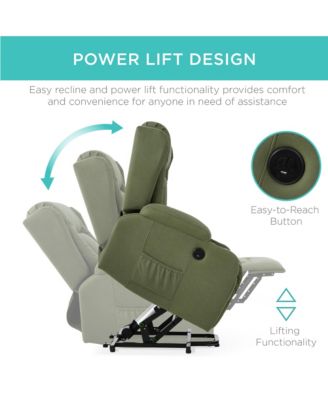  Standard Size  Faux Leather  Power Lift, Massage, Heat, USB Port, Cupholders  Recliner Chair
