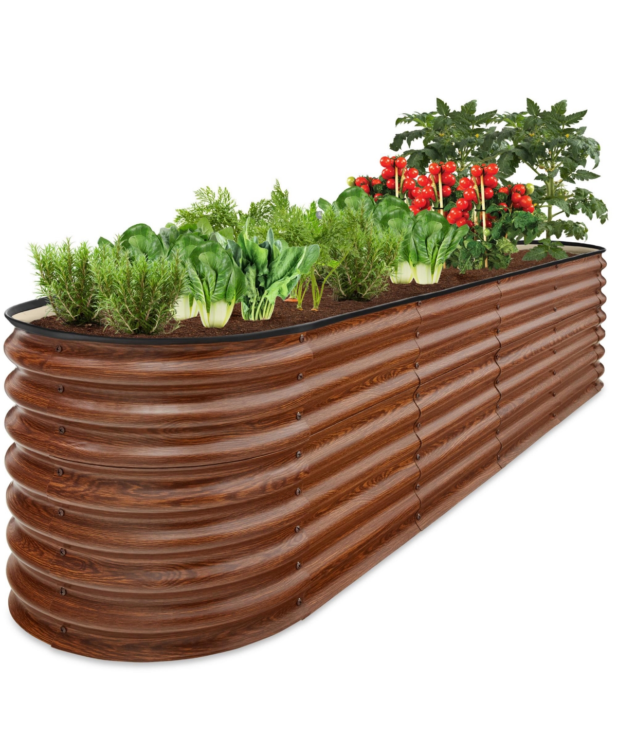 Best Choice Products 8x2x2ft Metal Raised Garden Bed, Oval Outdoor Planter Box w/ 4 Support Bars