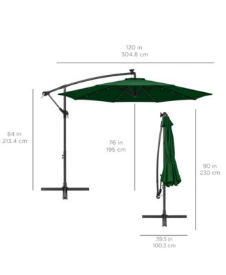10ft Solar LED Offset Hanging Outdoor Market Patio Umbrella with Adjustable Tilt