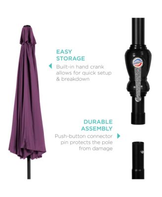 10ft Outdoor Steel Market Patio Umbrella w/ Crank, Tilt Push Button, 6 Ribs