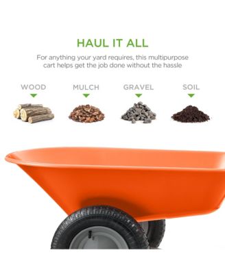 Dual-Wheel Home Wheelbarrow Yard Garden Cart for Lawn, Construction