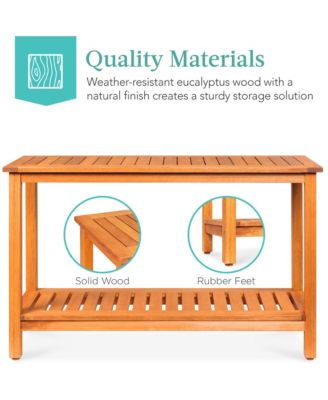 48in 2-Shelf Indoor Outdoor Wooden Console Table Multifunctional Buffet Bar Storage