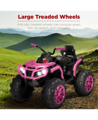 12V Kids Ride-On ATV Quad w/ Bluetooth, 3.7mph Max, Treaded Tires, LED Lights, Radio
