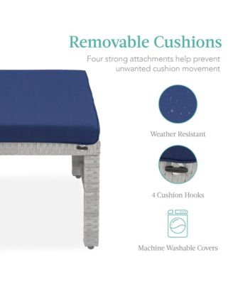 Set of 2 Multipurpose Patio Wicker Ottomans w/ Removable Cushions