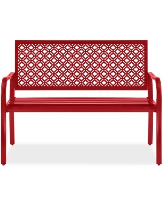 Steel Frame Geometric Backrest Foot Levelers Garden Bench