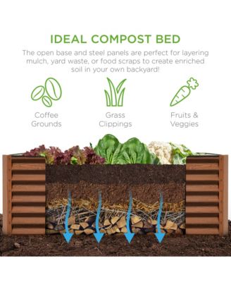 6x3x2ft Outdoor Metal Raised Garden Bed, Planter Box for Vegetables, Flowers, Herbs