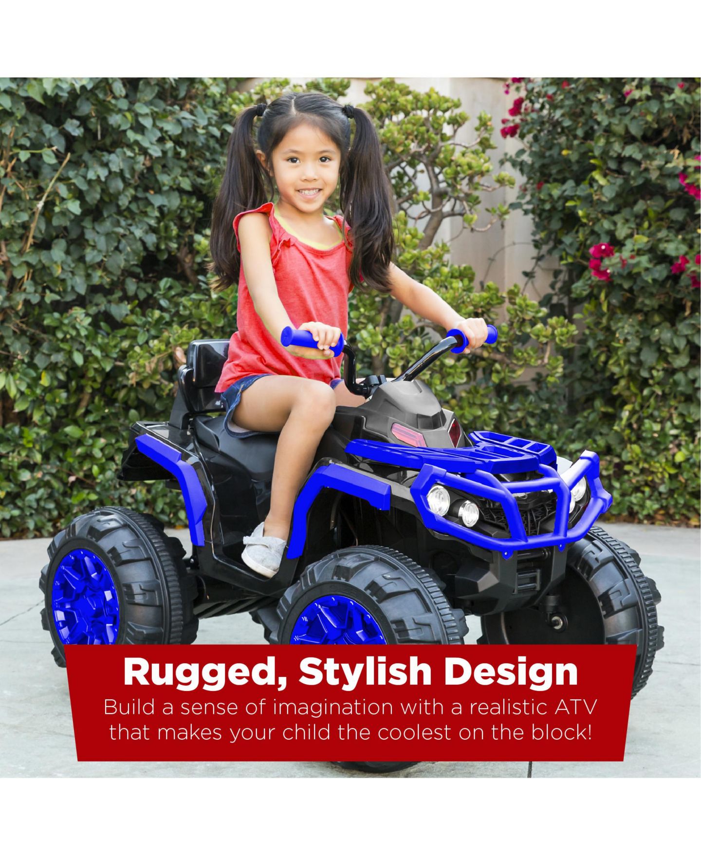 Детская игрушка Best Choice Products 12V Kids Ride-On ATV with Bluetooth, LED Lights & Treaded Tires, 66 lbs Capacity, Ages 3-7, цвет: Синий — фото 2