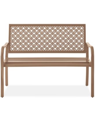 Steel Frame Geometric Backrest Foot Levelers Garden Bench