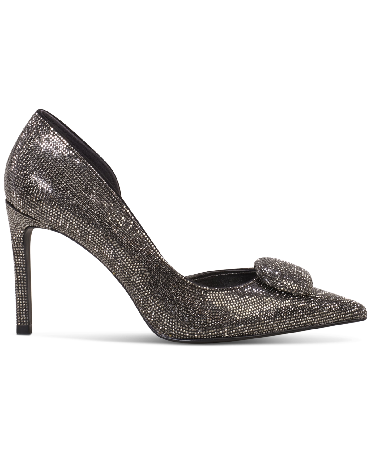 Vince Camuto Women's Emelia Pointed Toe Pave Embellished High Heel Dress Pumps In Anthracite Rhinestone