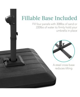 10x10ft 2-Tier Square Outdoor Solar LED Cantilever Patio Umbrella w/ Base Included