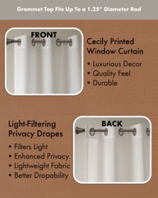 Cecily Burnout Printed Sheer Window Curtain, 84 inches long Single Sheer Curtain Panel, Width 50 curtains sheer for Bedroom and Living Room, Easy To Hang, Fits up to 1.25" Diameter Rod Grey sheer curtains