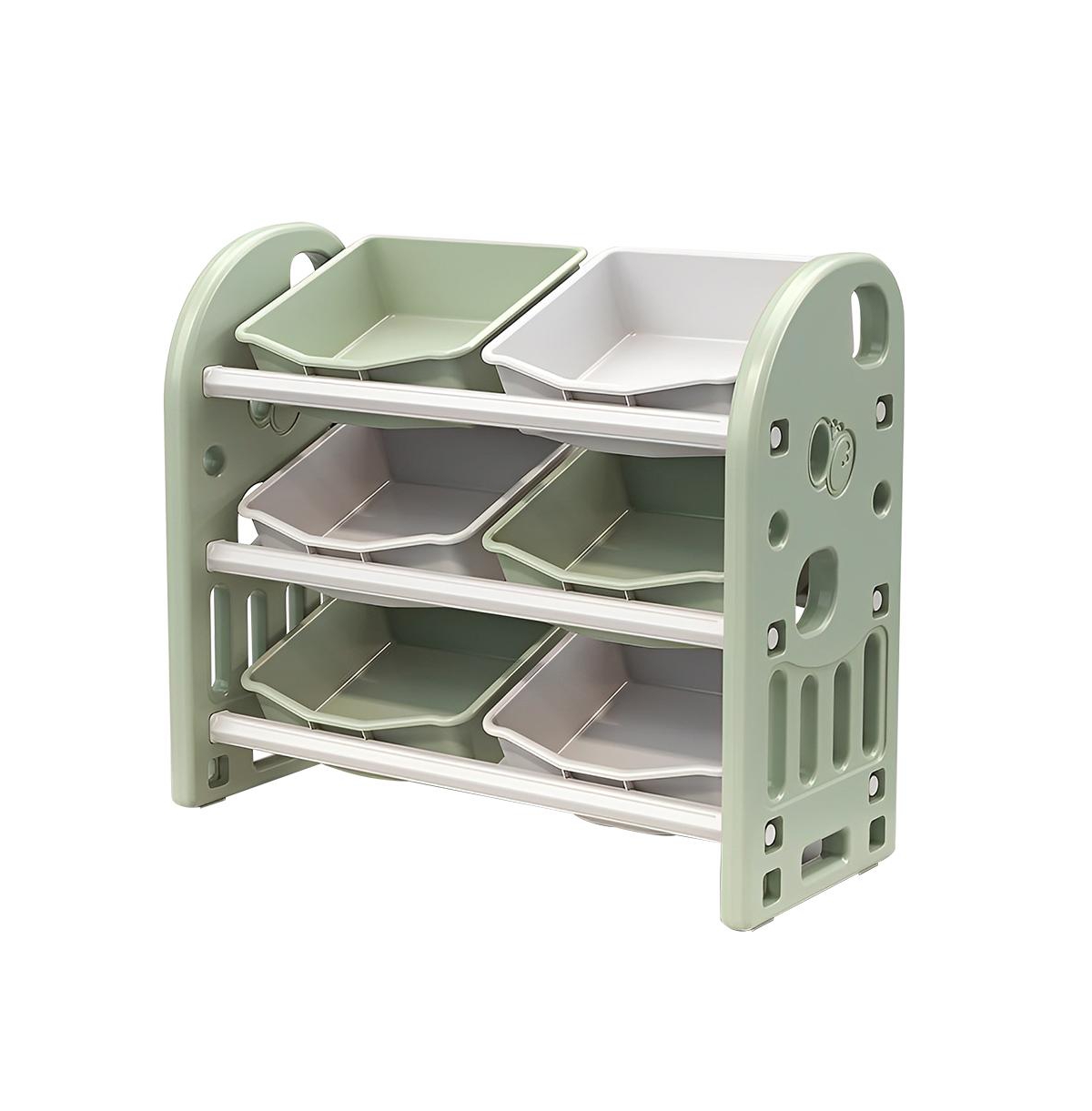 Slickblue Kids Toy Storage Organizer – Green Multi-Functional Unit with 6 Bins, Hdpe Shelves for Playroom, Bedroom, or Living Room - Gre