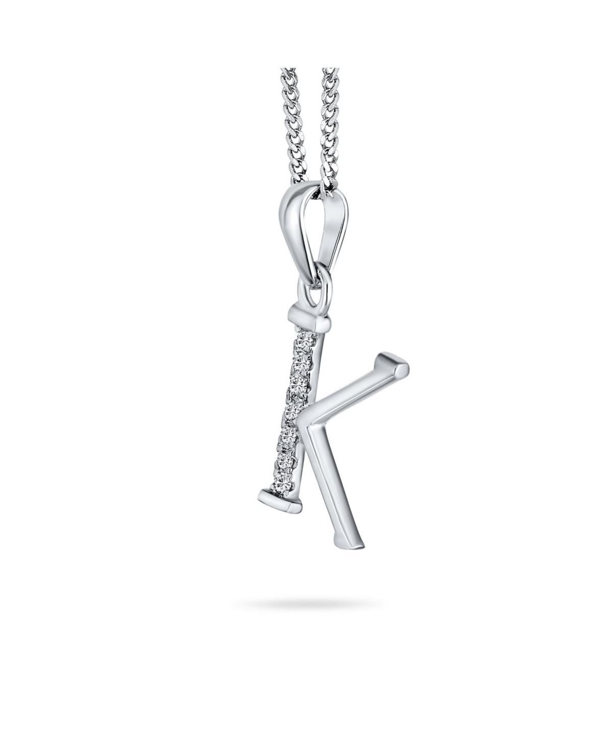 Bling Jewelry Delicate Abc Cubic Zirconia Pave Cz Capital Block Letter Alphabet Initial Pendant Necklace For Women .925 Sterling Silver