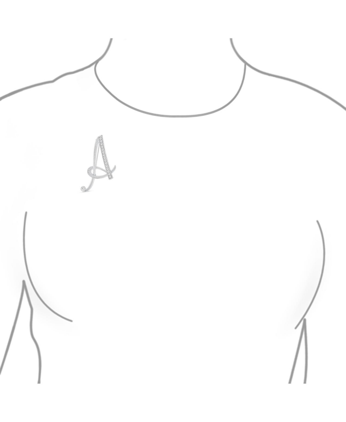 Bling Jewelry Statement Abc Pave Crystal Letters Alphabet Initial Scarf Lapel Pin Brooch Silver Plated