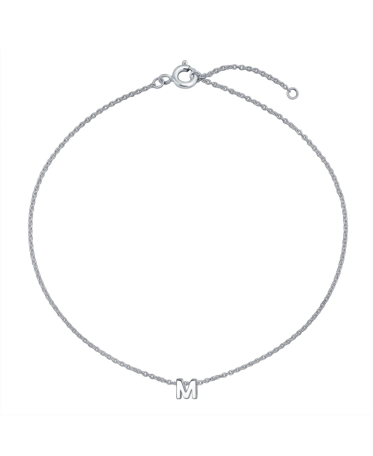 Bling Jewelry Tiny Block Letters Alphabet Pendant 925 Sterling Silver Initial Necklace For Women