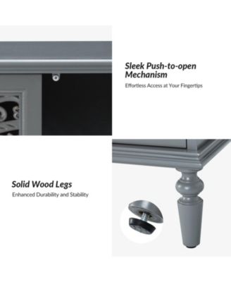 Ismenides Transitional 32" Tall 2-Door Accent Cabinet with Floral Design