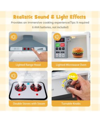 Kids Corner Kitchen Playset Wooden Pretend Play Toy with Microwave White