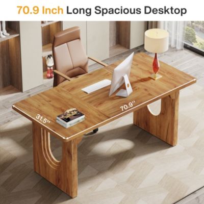 Modern Executive Desk, 70.9" Large Office Computer Desk, Conference Table Meeting Room Table,  Brown