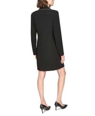 Women's Rhinestone-Trim Tuxedo Dress