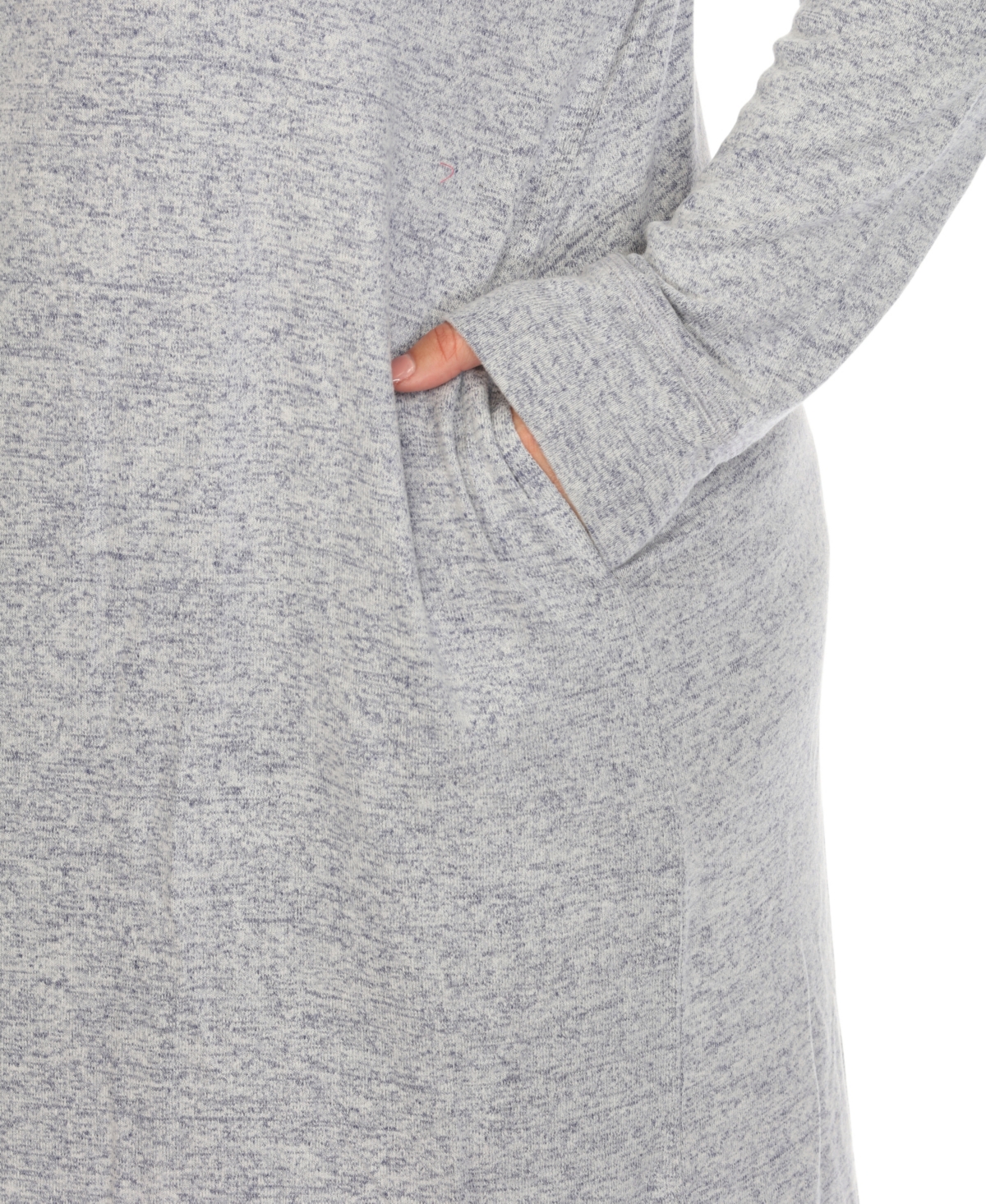 White Mark Plus Size Long Sleeve Sleepshirt In Denim Blue