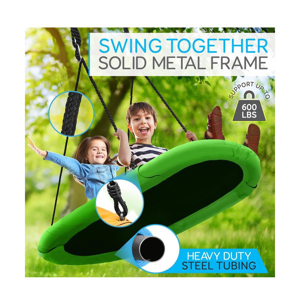 SereneLife Heavy-Duty Oval Swing for Indoor and Outdoor Use -- Green