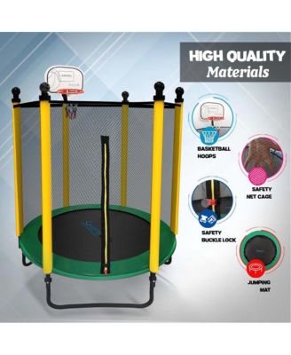 5ft Trampoline with Enclosure Safety Net and Basketball Hoop