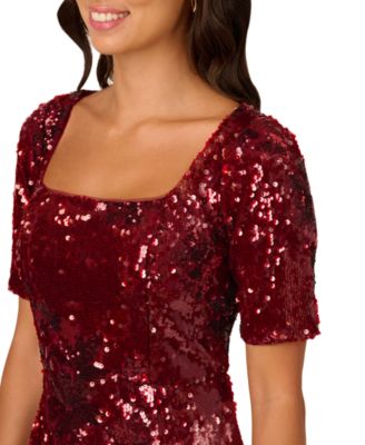 Women's Square-Neck Sequin Gown 