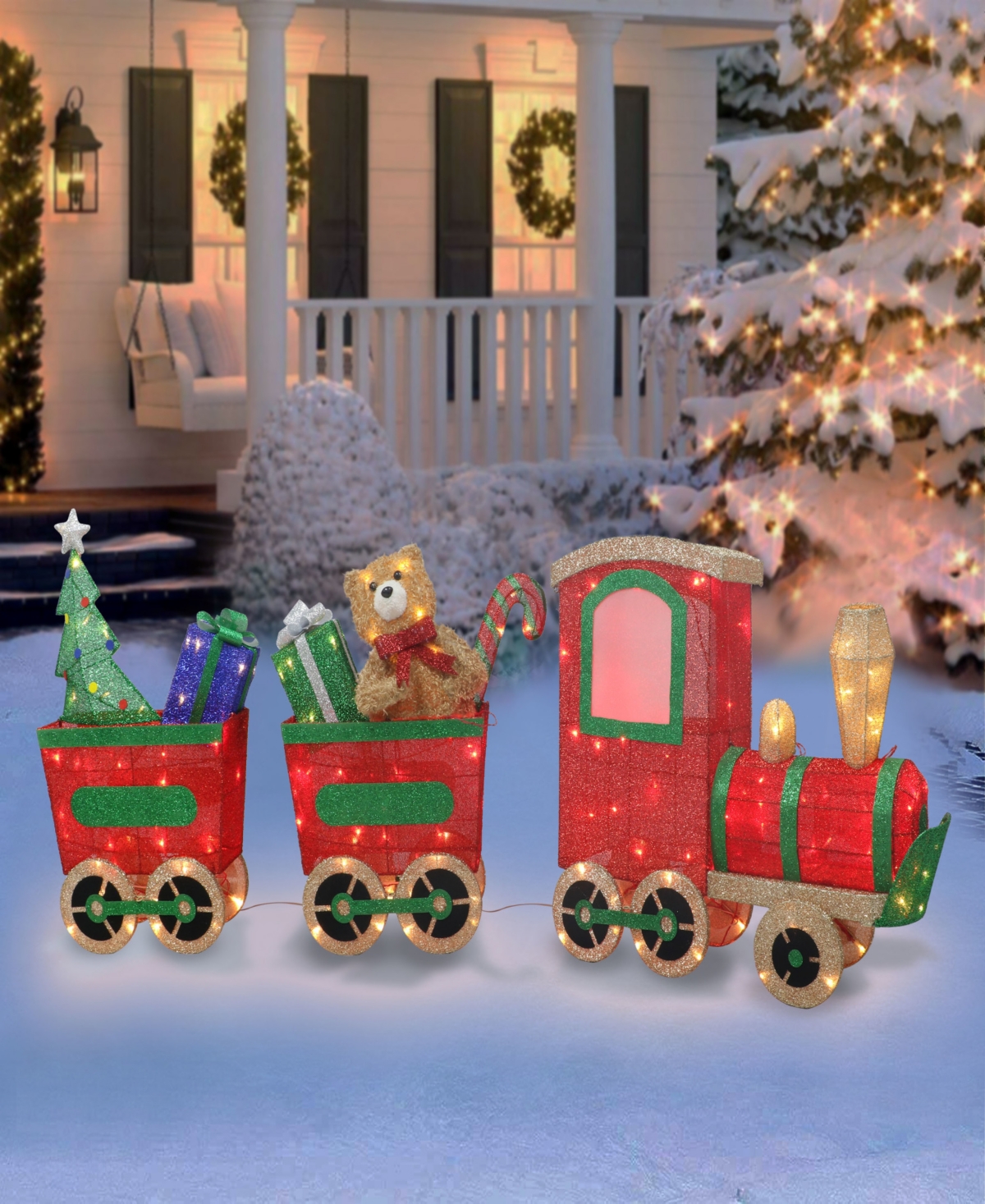 Puleo 71" Lighted Outdoor Wire Frame Train With Presents In Assorted