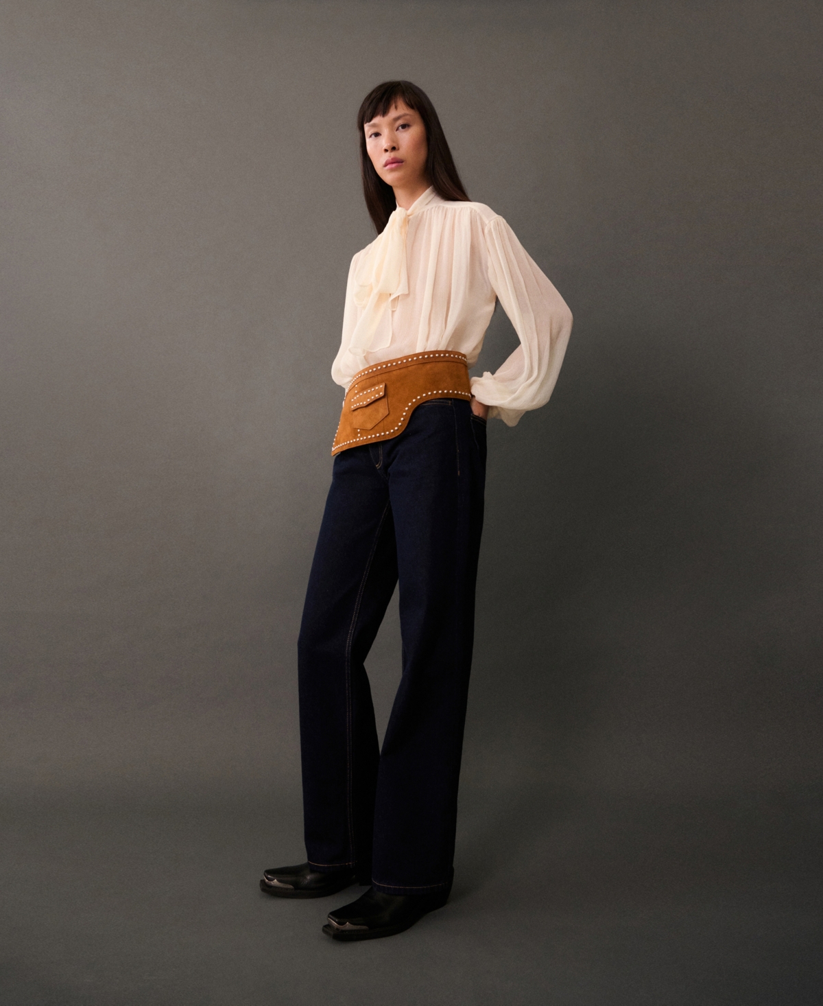 Mango Blouse With Puffed Sleeves And Bow Off White In Off White