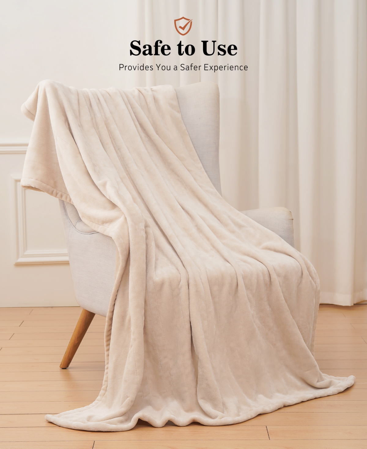 Sealy Heated Flannel Throw, 50" X 60" In Beige