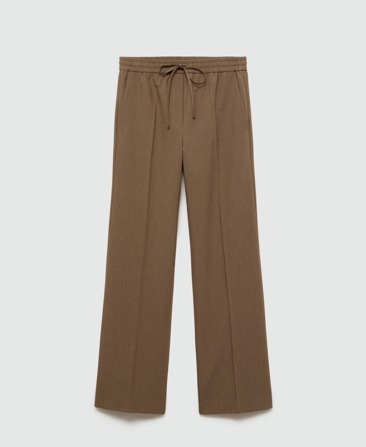 Mango Elasticized Tie Waist Relaxed Pants In Brown In Brown