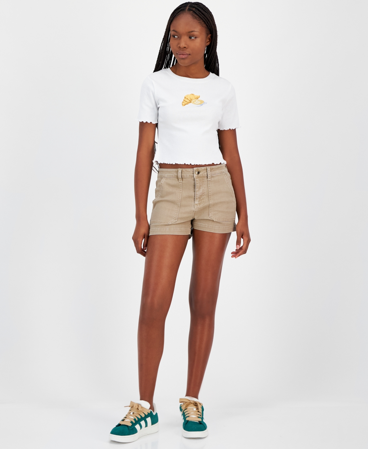 Indigo Rein Juniors High Rise Utility Pocket Shorts Khaki Smart Closet